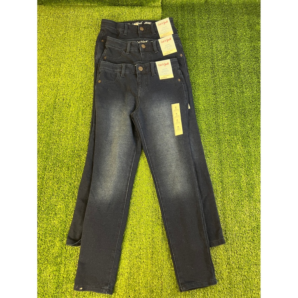 Cat & Jack Girls Jegging Lot of 3 Dark Wash Super Stretch Adjustable Size 8